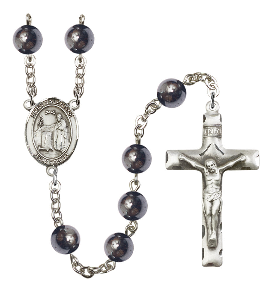 St. Valentine of Rome Silver Plated Rosary for Men
