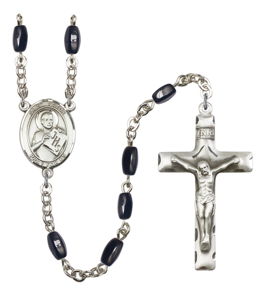 St. Viator of Bergamo Silver Plated Rosary for Men