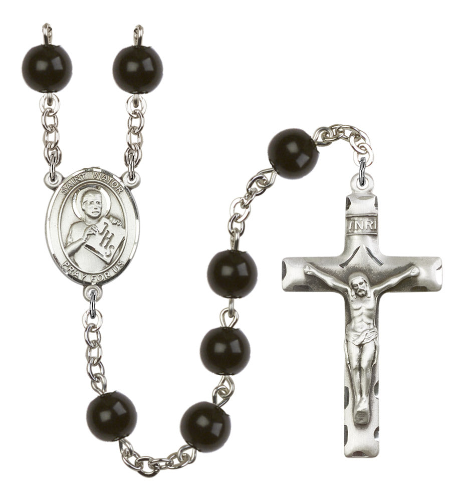St. Viator of Bergamo Silver Plated Rosary for Men