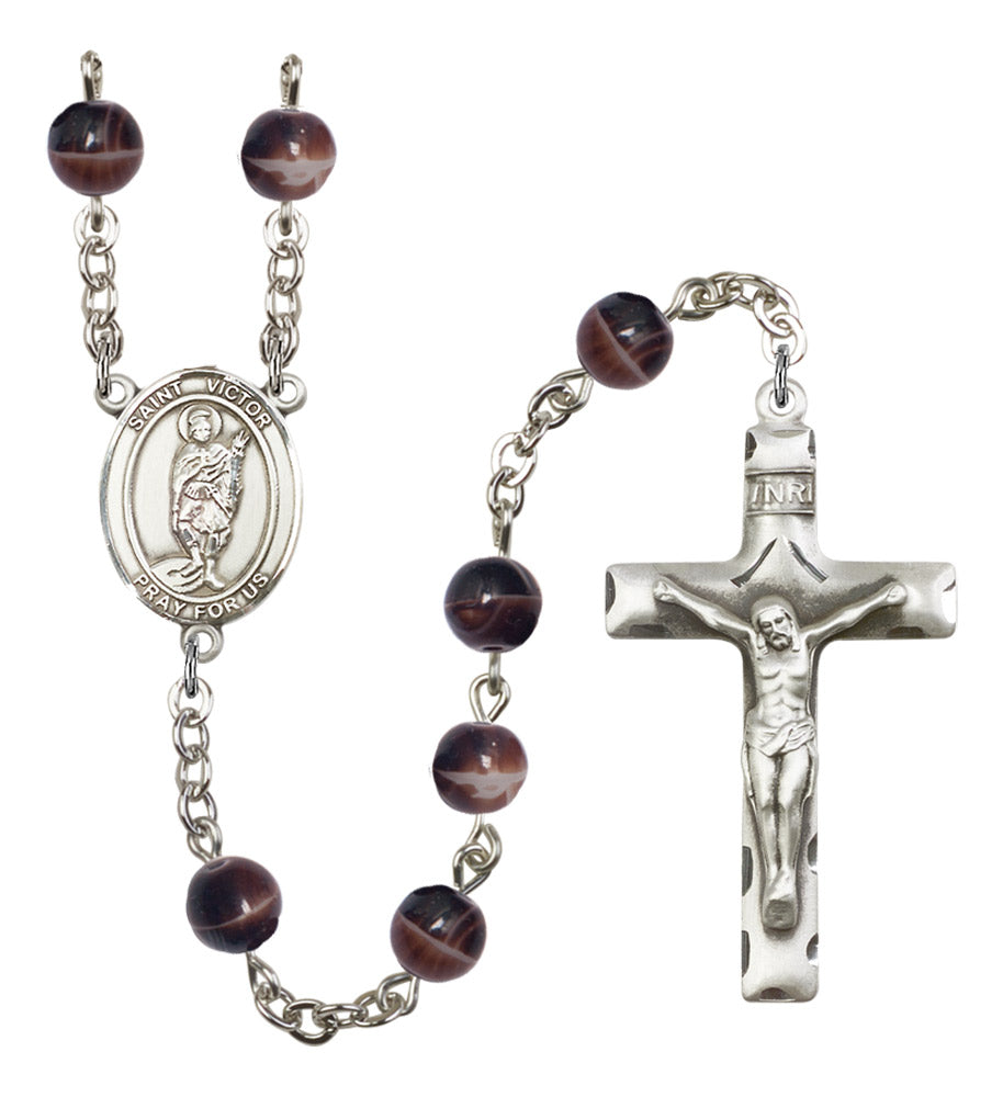 St. Victor of Marseilles Silver Plated Rosary for Men
