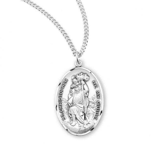 Sterling Silver Saint Christopher Be My Guide Medal for Men