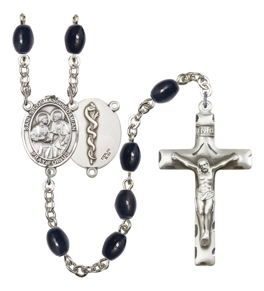 Sts. Cosmas & Damian Doctors Silver Plated Rosary for Men