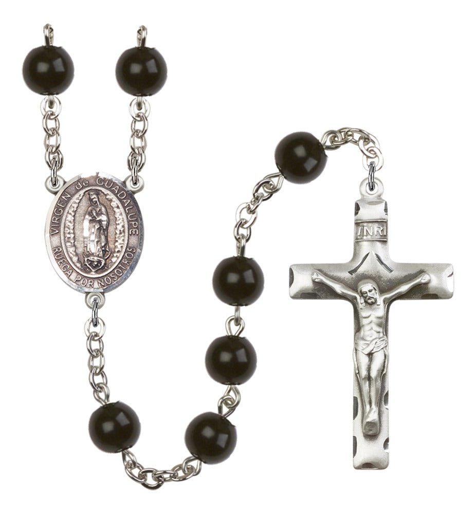Virgen de Guadalupe Silver Plated Rosary for Men
