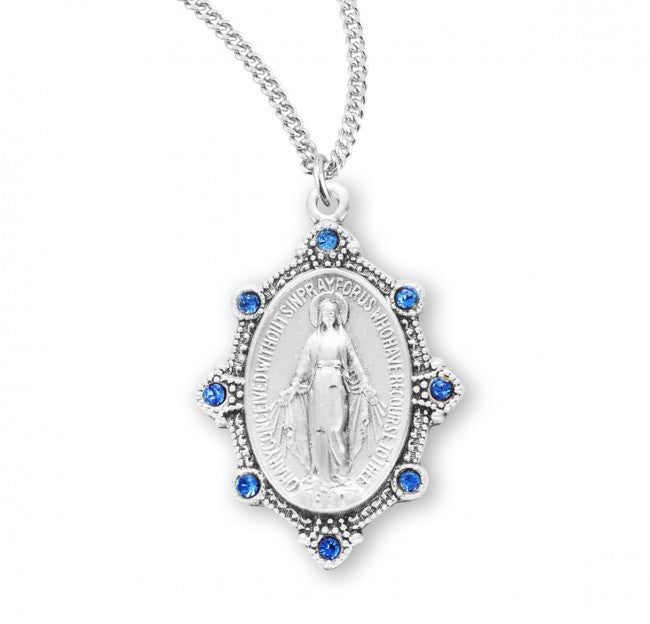 Miraculous Medal with Crystal Stones - Three Colors