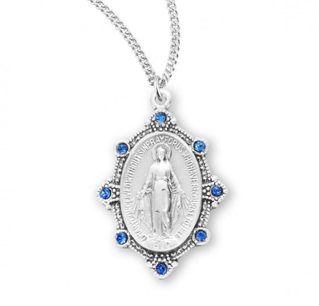 Miraculous Medal with Crystal Stones - Three Colors