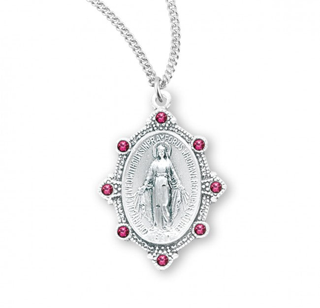 Miraculous Medal with Crystal Stones - Three Colors