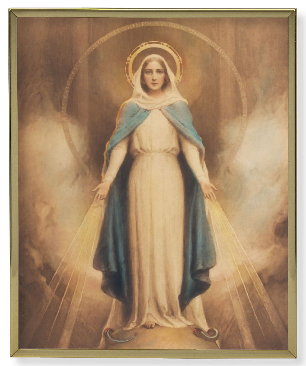 Miraculous Mary 8x10 Gold Trim Plaque