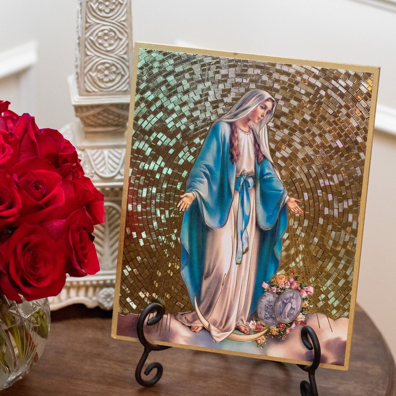 Miraculous Medal Gold Foil Mosaic Plaque