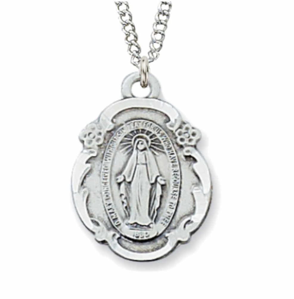 Teardrop Miraculous Medal Necklace for Women