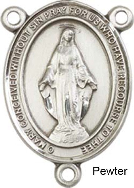 Miraculous Rosary Centerpiece Sterling Silver or Pewter
