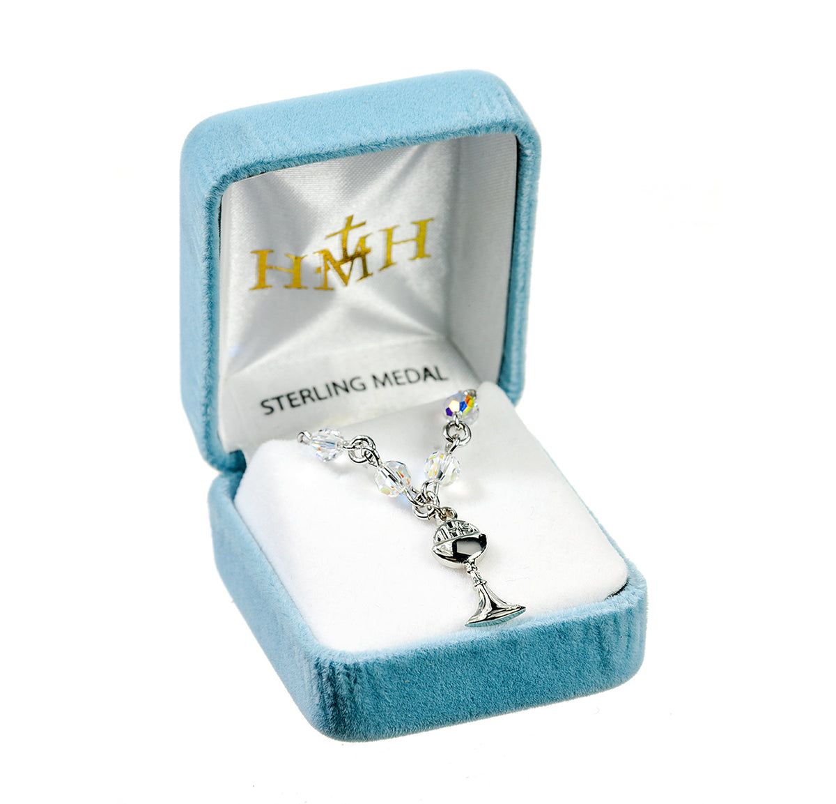 Chalice Necklace with Aurora Borealis Swarovski Crystals, Sterling Silver