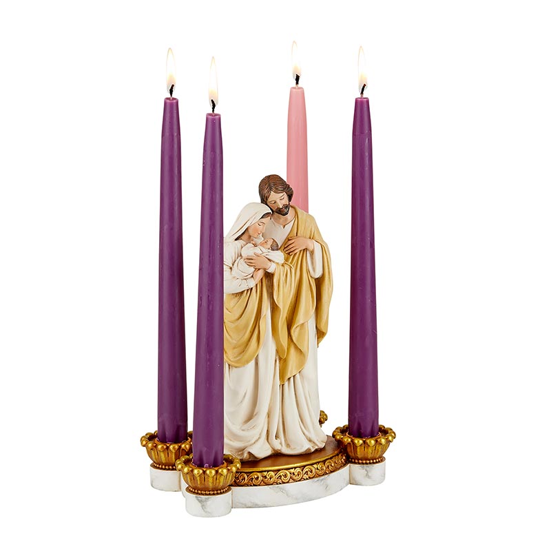 Holy Family Advent Candleholder – Nativity Christmas Centerpiece | Resin | 6" W x 9" H x 3.5" D