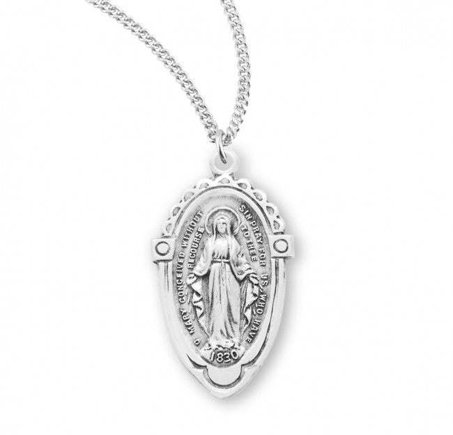 Oblong Scallop Border Miraculous Medal