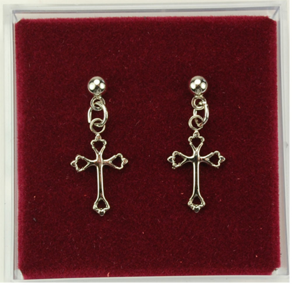 Open-Cut Cross Dangle Earrings