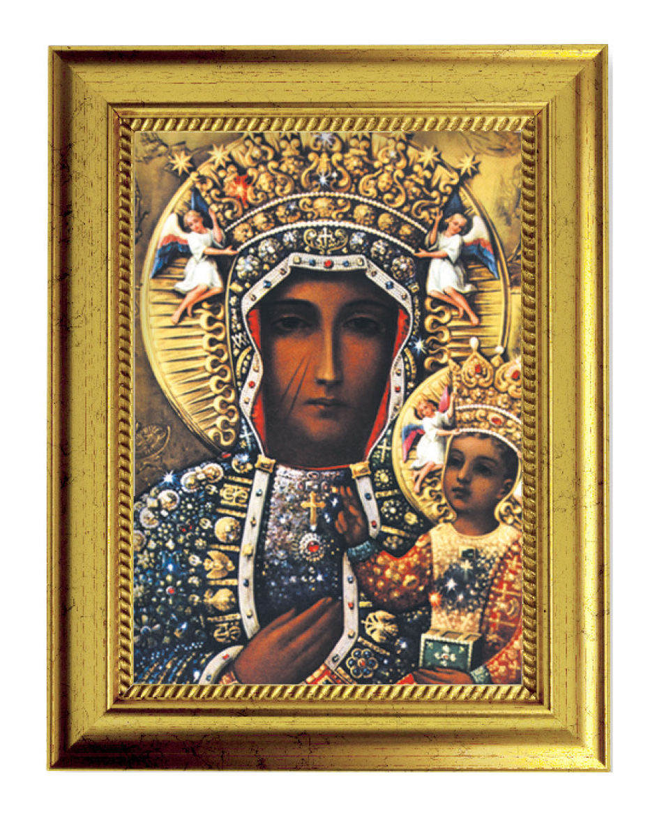 Our Lady of Czestochowa 5x7 Print in Gold-Leaf Frame