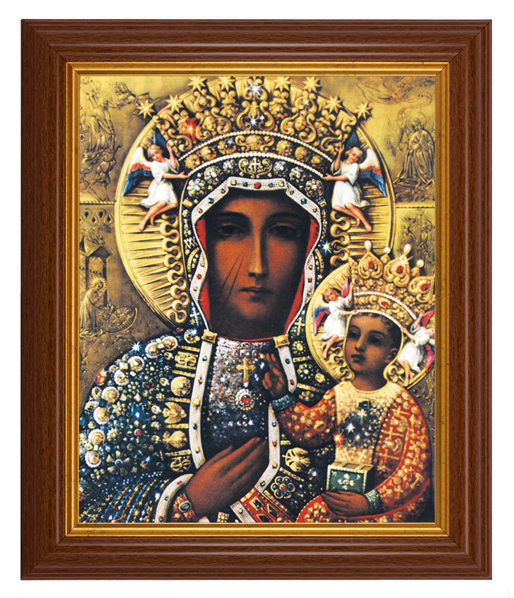 Our Lady of Czestochowa 8x10 Textured Artboard Dark Walnut Frame