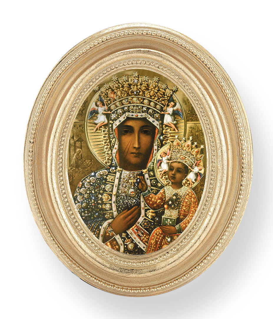 Our Lady of Czestochowa Small 4.5 Inch Oval Framed Print
