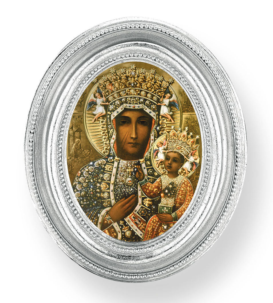 Our Lady of Czestochowa Small 4.5 Inch Oval Framed Print