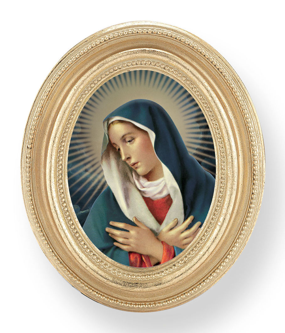 Our Lady of Divine Mercy Small 4.5 Inch Oval Framed Print