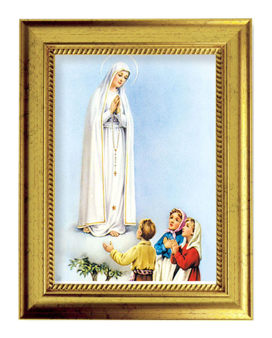 Our Lady of Fatima 5x7 Print in Gold-Leaf Frame