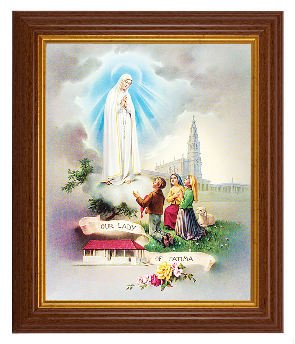 Our Lady of Fatima 8x10 Textured Artboard Dark Walnut Frame