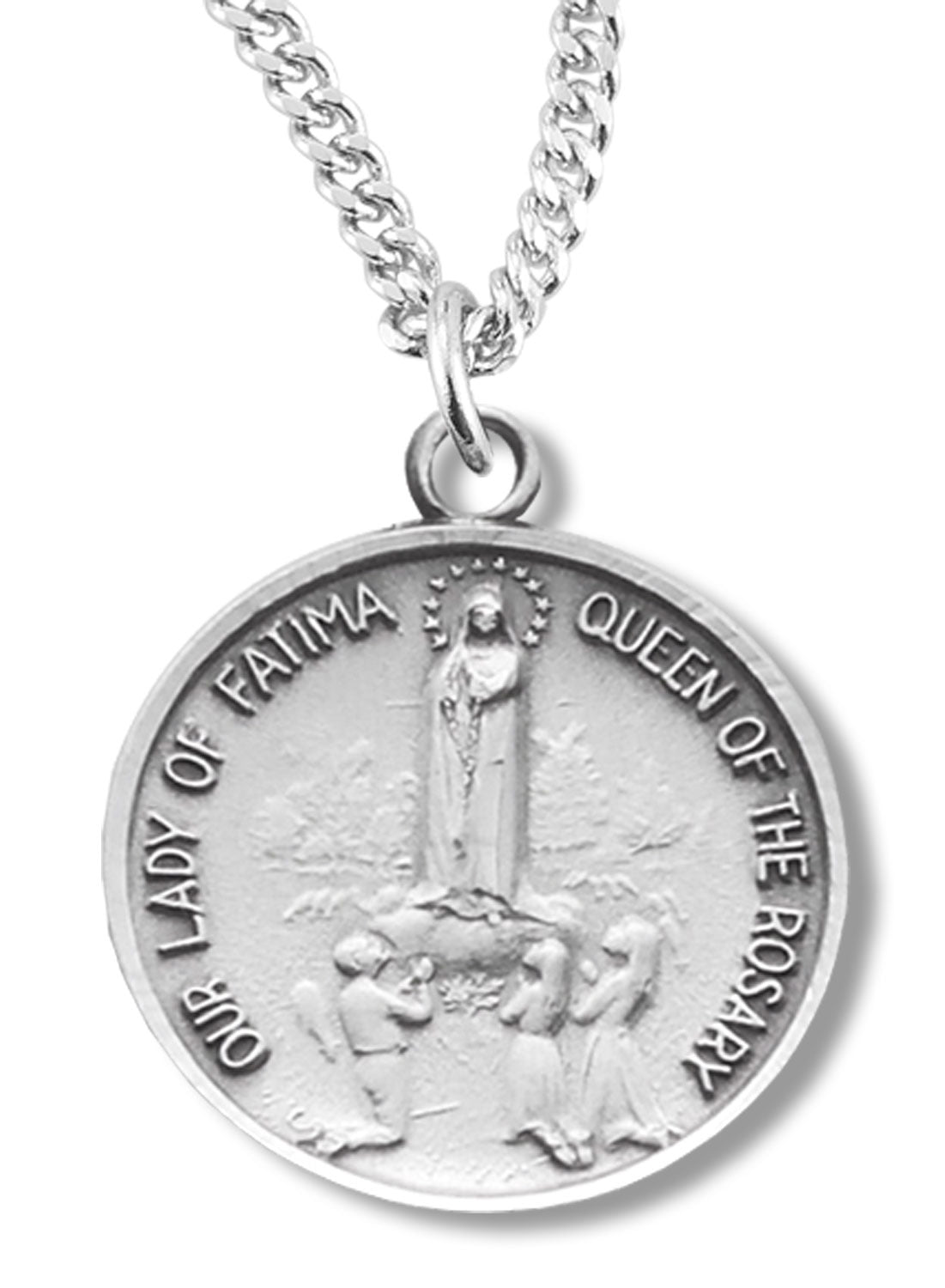 Our Lady Fatima Queen of the Rosary Medal Sterling Silver
