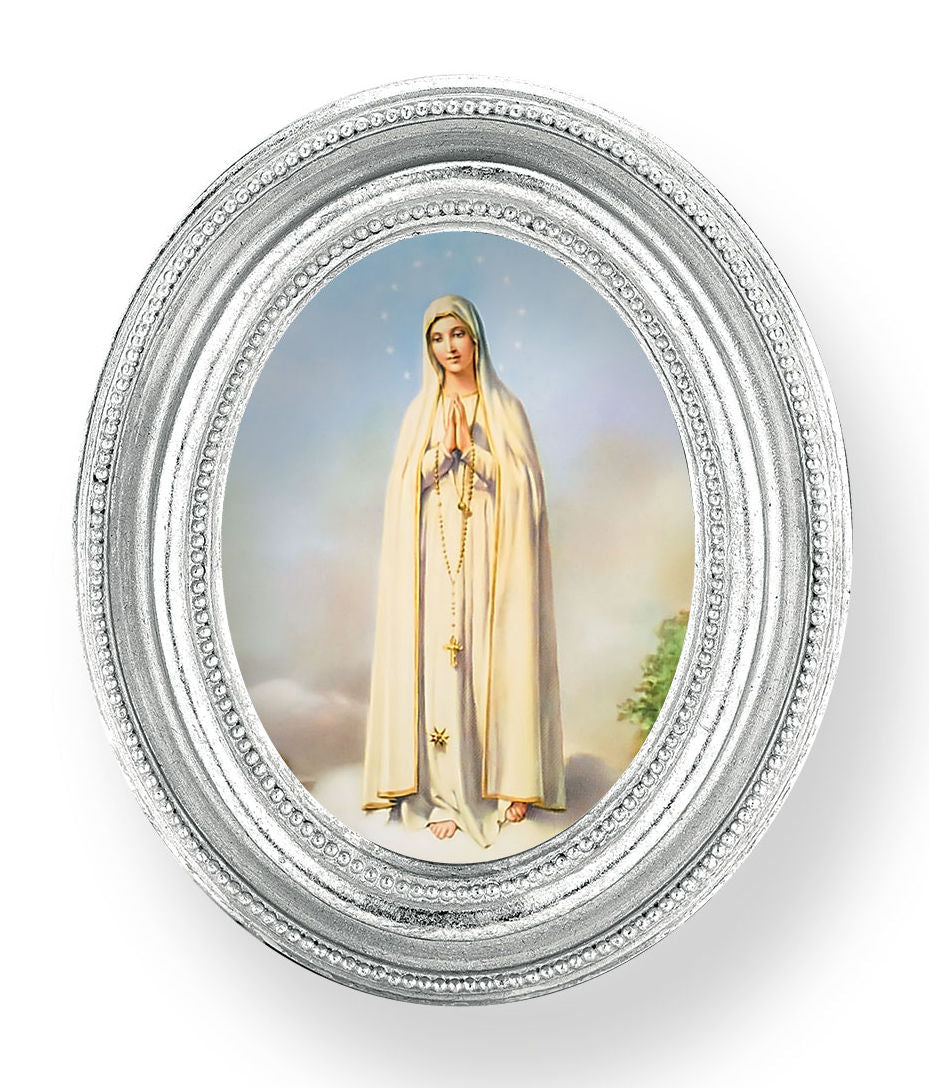 Our Lady of Fatima Small 4.5 Inch Oval Framed Print