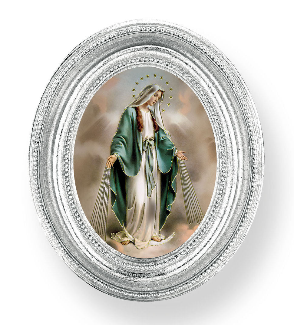 Our Lady of Grace Small 4.5 Inch Oval Framed Print