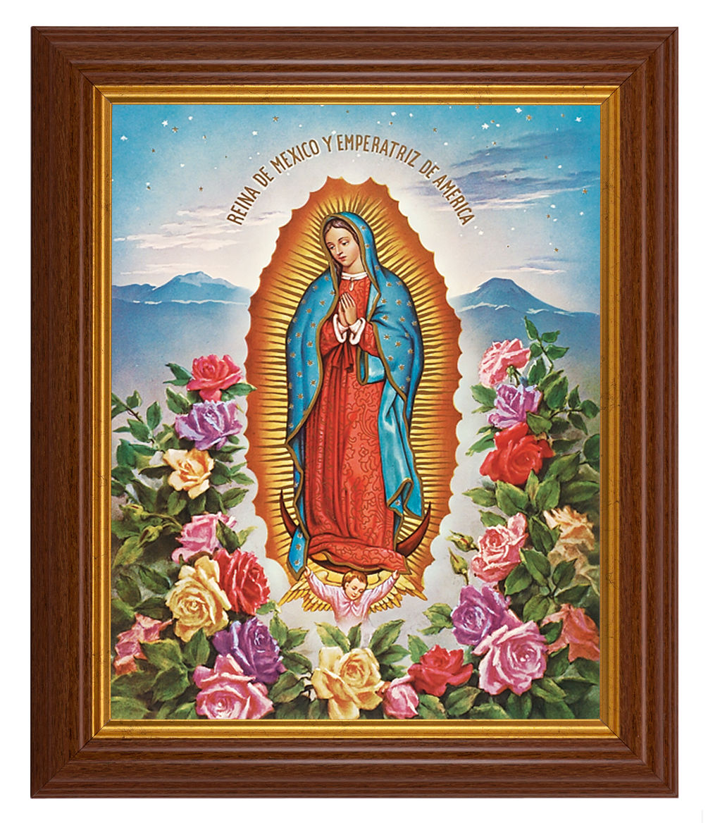 Our Lady of Guadalupe 8x10 Textured Artboard Dark Walnut Frame