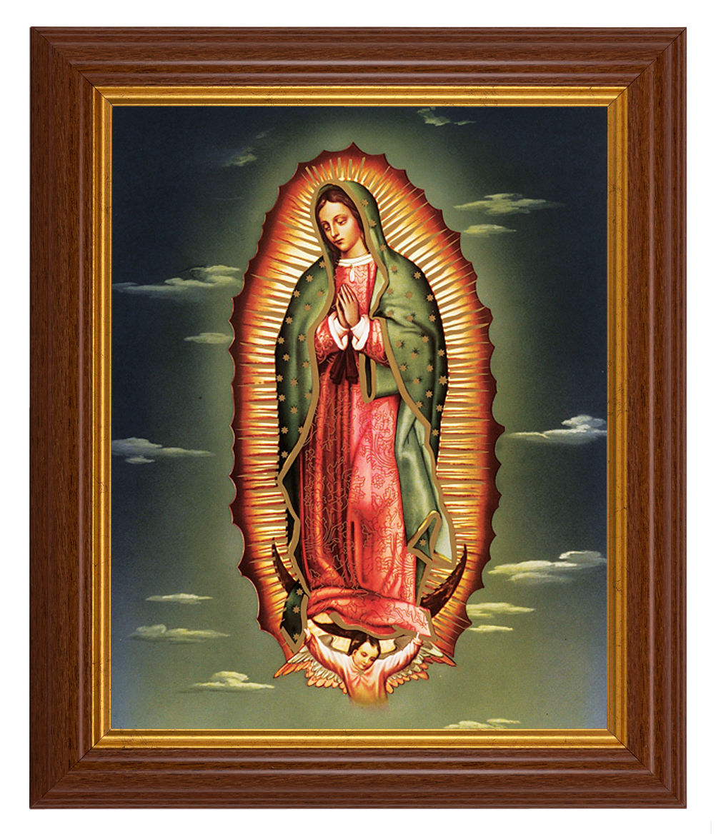 Our Lady of Guadalupe 8x10 Textured Artboard Dark Walnut Frame