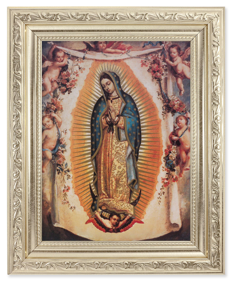 Our Lady of Guadalupe with Angels 6x8 Print Under Glass