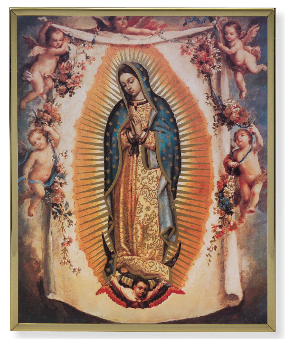 Our Lady of Guadalupe with Angels Gold Frame Plaque