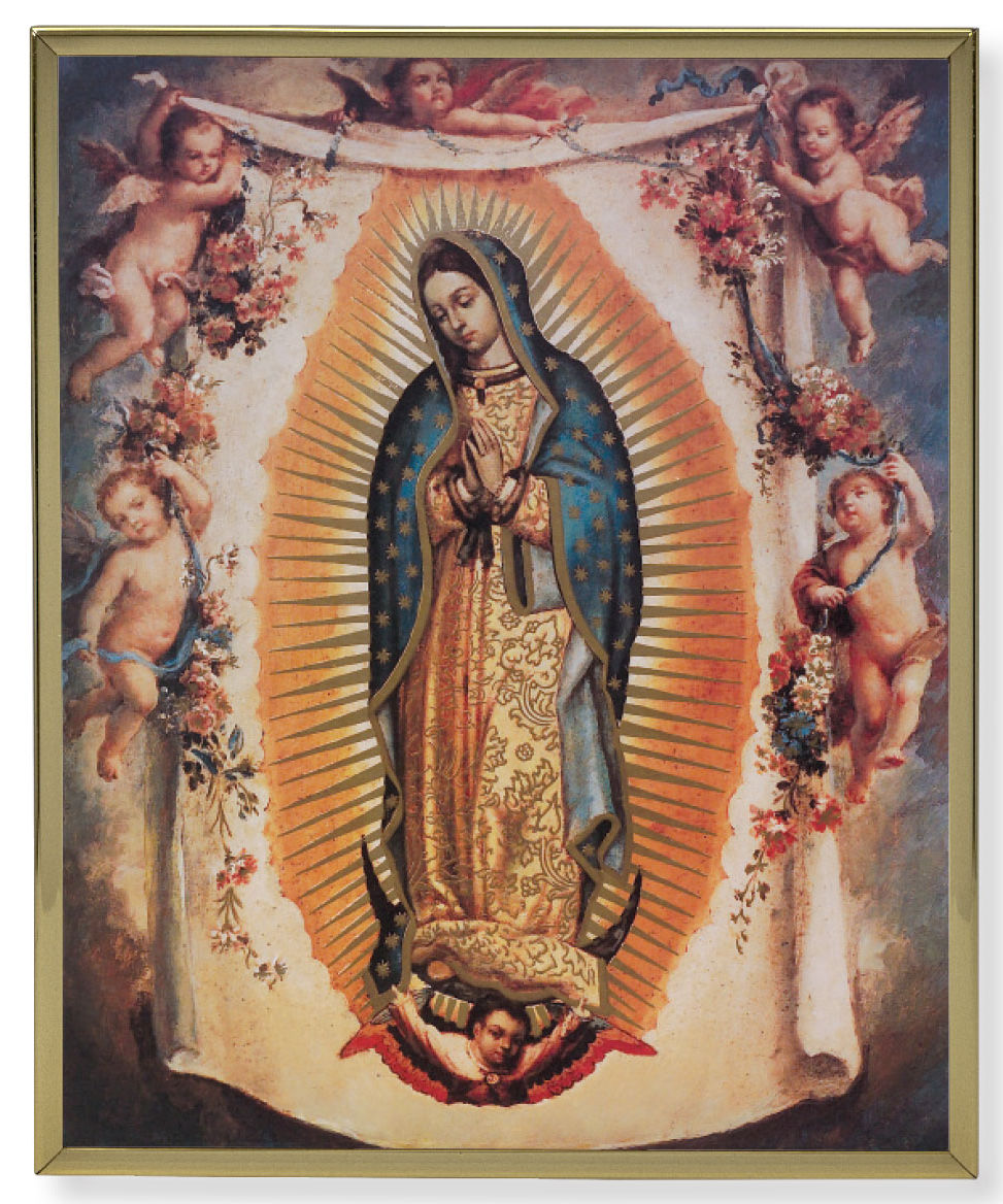 Our Lady of Guadalupe with Angels 8x10 Gold Trim Plaque