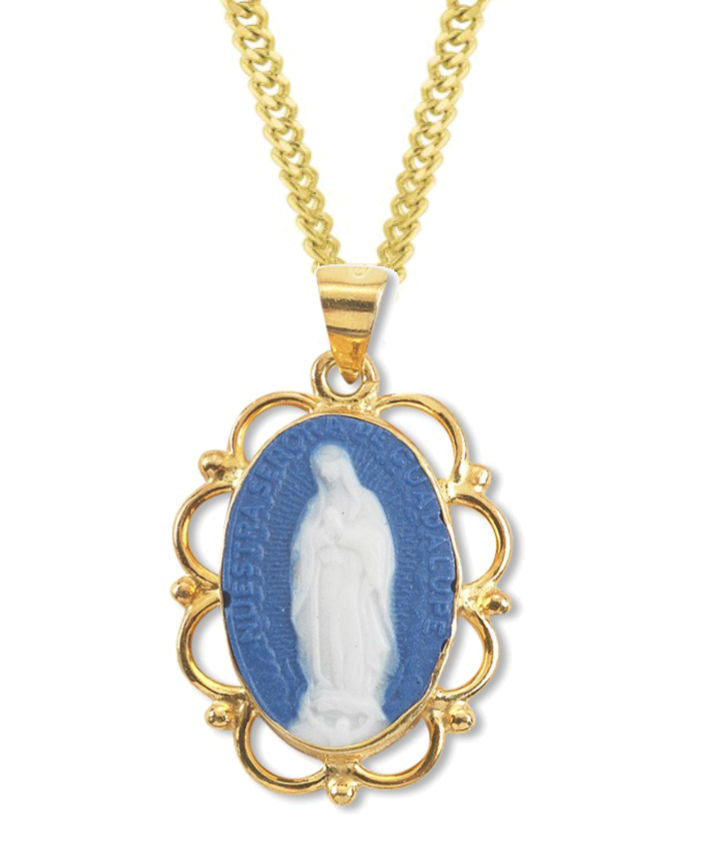 Our Lady of Guadalupe Cameo Necklace - Gold Plate