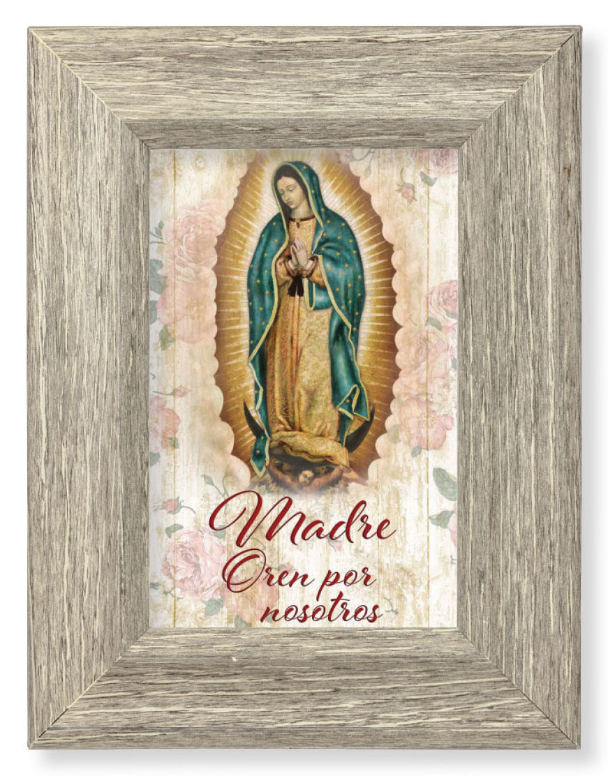 Our Lady of Guadalupe House Blessing Spanish 8x6 Gray Oak Frame