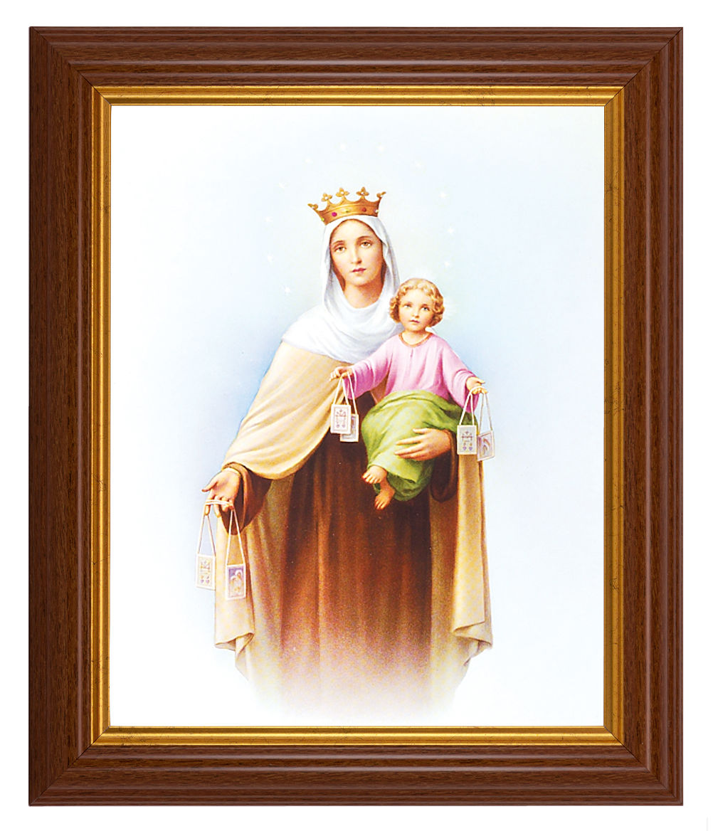 Our Lady of Mount Carmel 8x10 Textured Artboard Dark Walnut Frame