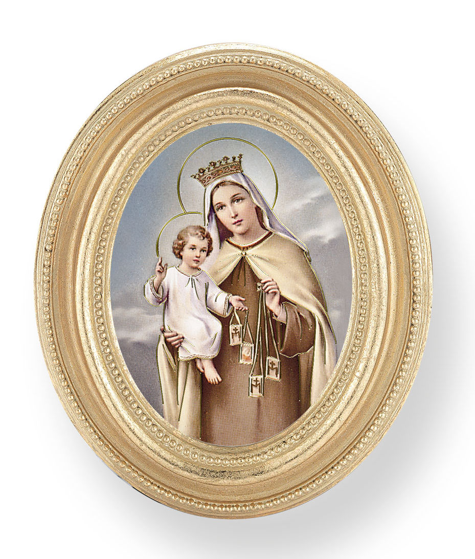Our Lady of Mount Carmel Small 4.5 Inch Oval Framed Print