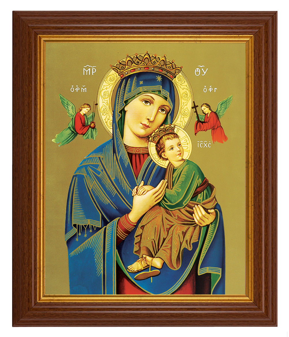 Our Lady of Perpetual Help Icon 8x10 Textured Artboard Dark Walnut Frame