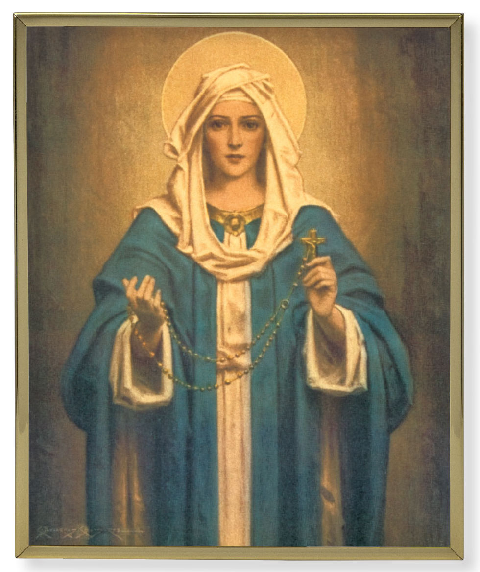 Our Lady of the Rosary by Chambers Gold Frame 8x10 Plaque