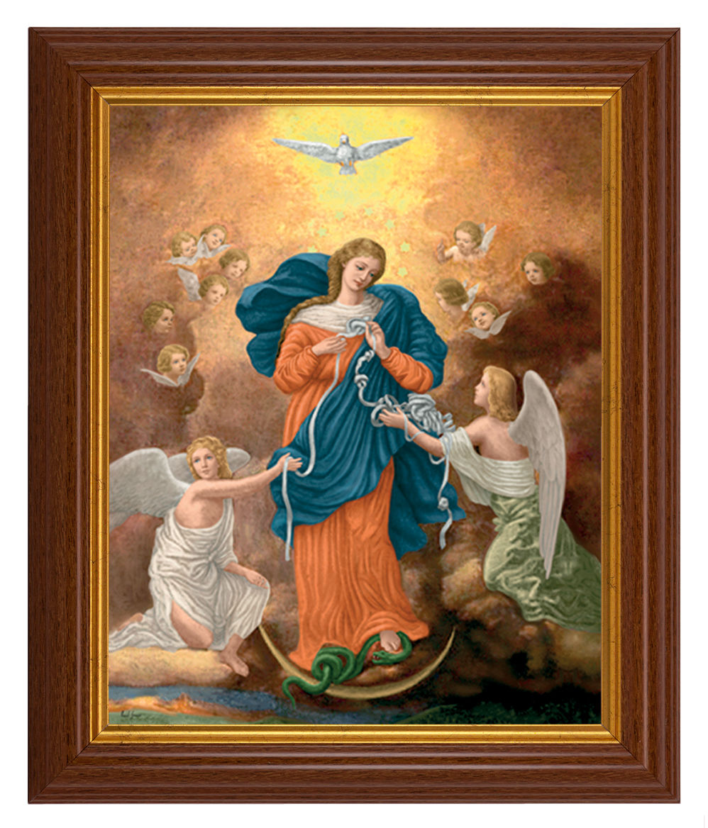 Our Lady Untier of Knots 8x10 Textured Artboard Dark Walnut Frame