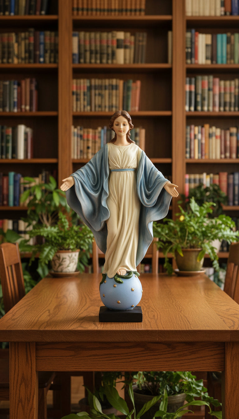 Our Lady of the Smile Statue, Hand Painted - 9 inch