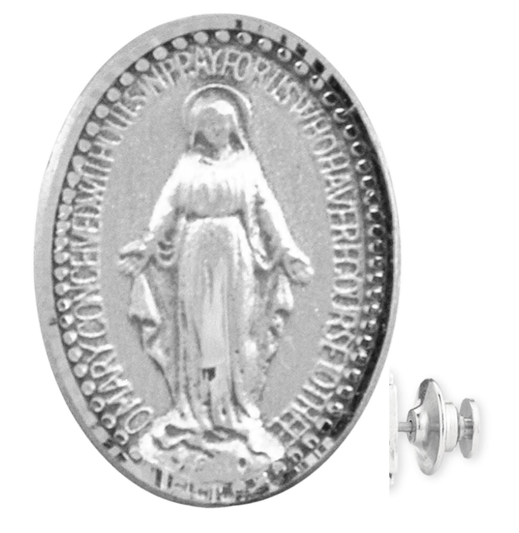 Oval Miraculous Lapel Pin Sterling Silver