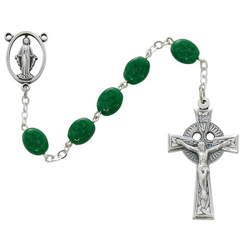 Oval Shamrock Rosary Sterling Silver