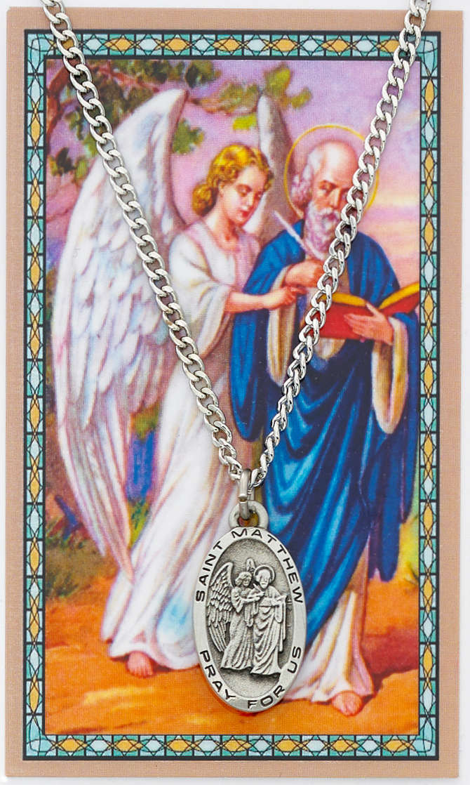 Oval St. Matthew Medal and Prayer Card