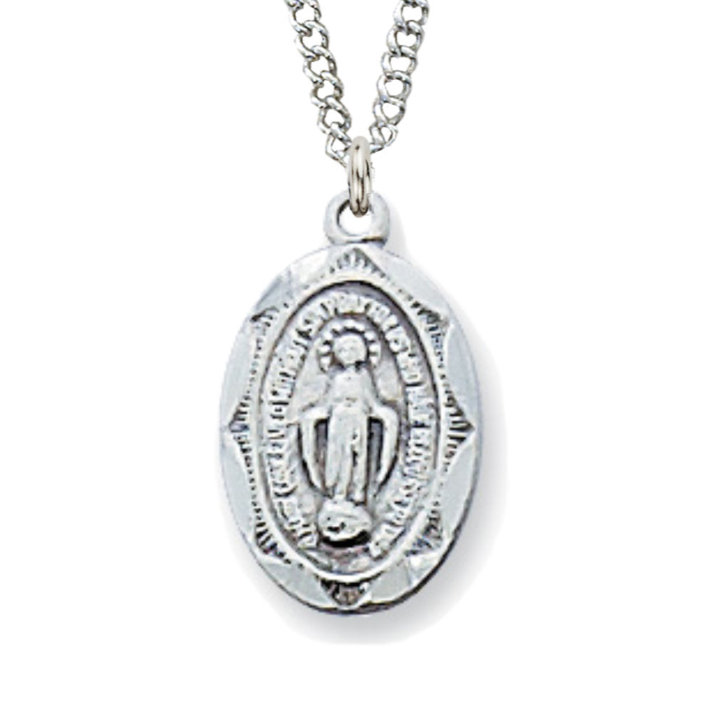 Child Size Oval Miraculous Medal with Scalloped Edge