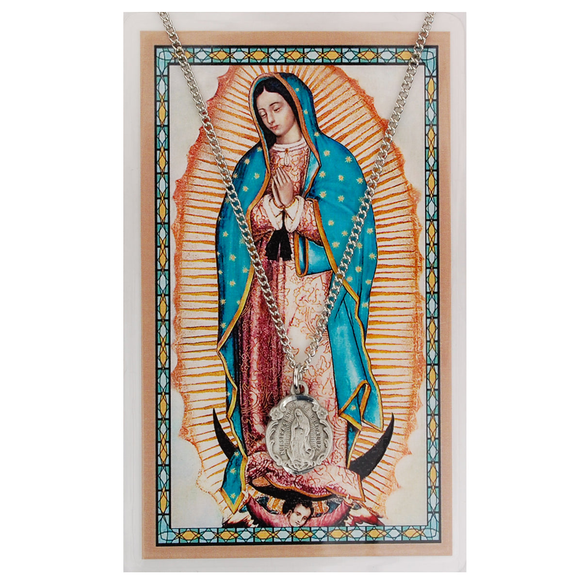 Pewter Our Lady of Guadalupe Medal with Prayer Card