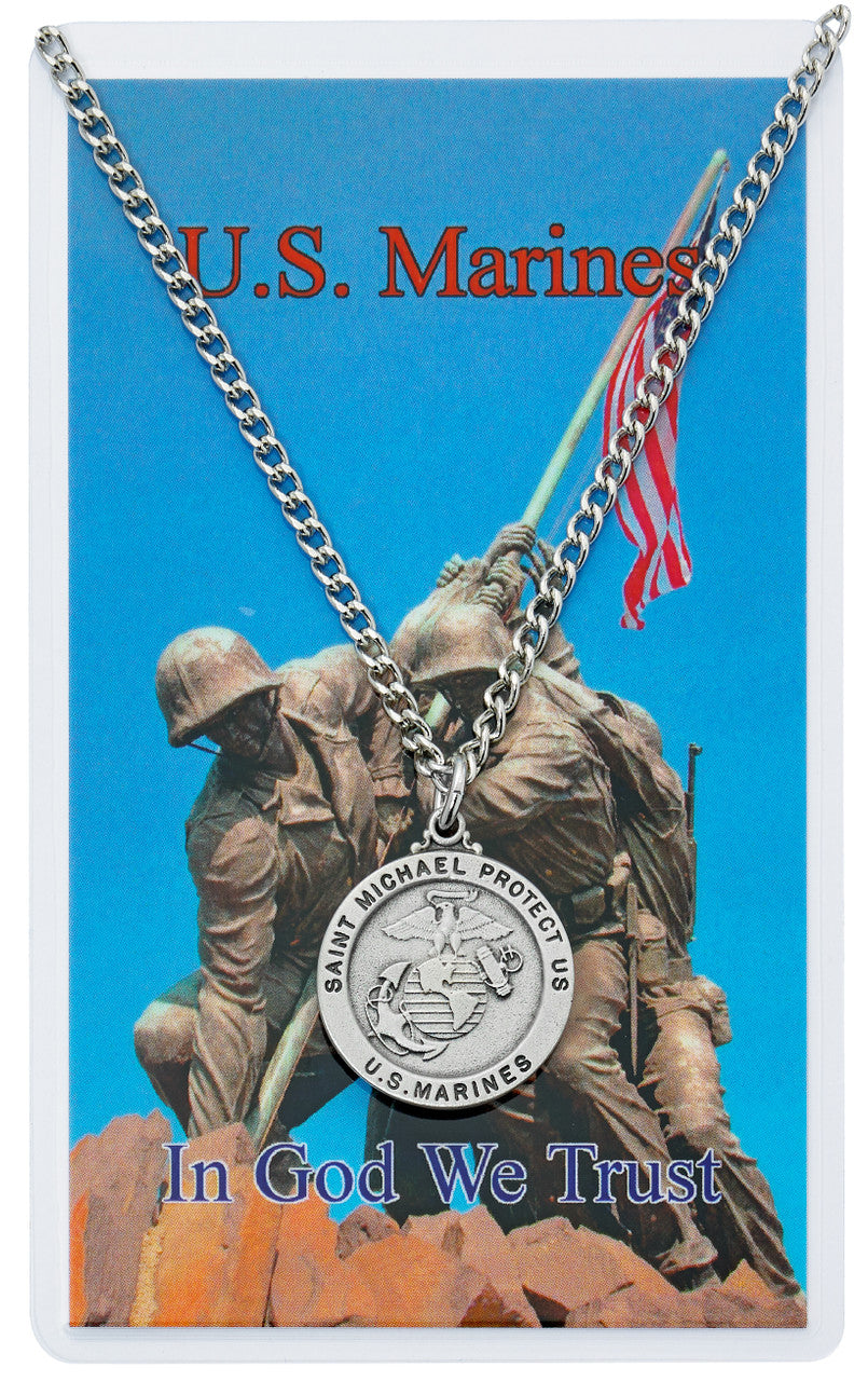 St. Michael Marines Round Medal with Prayer Card