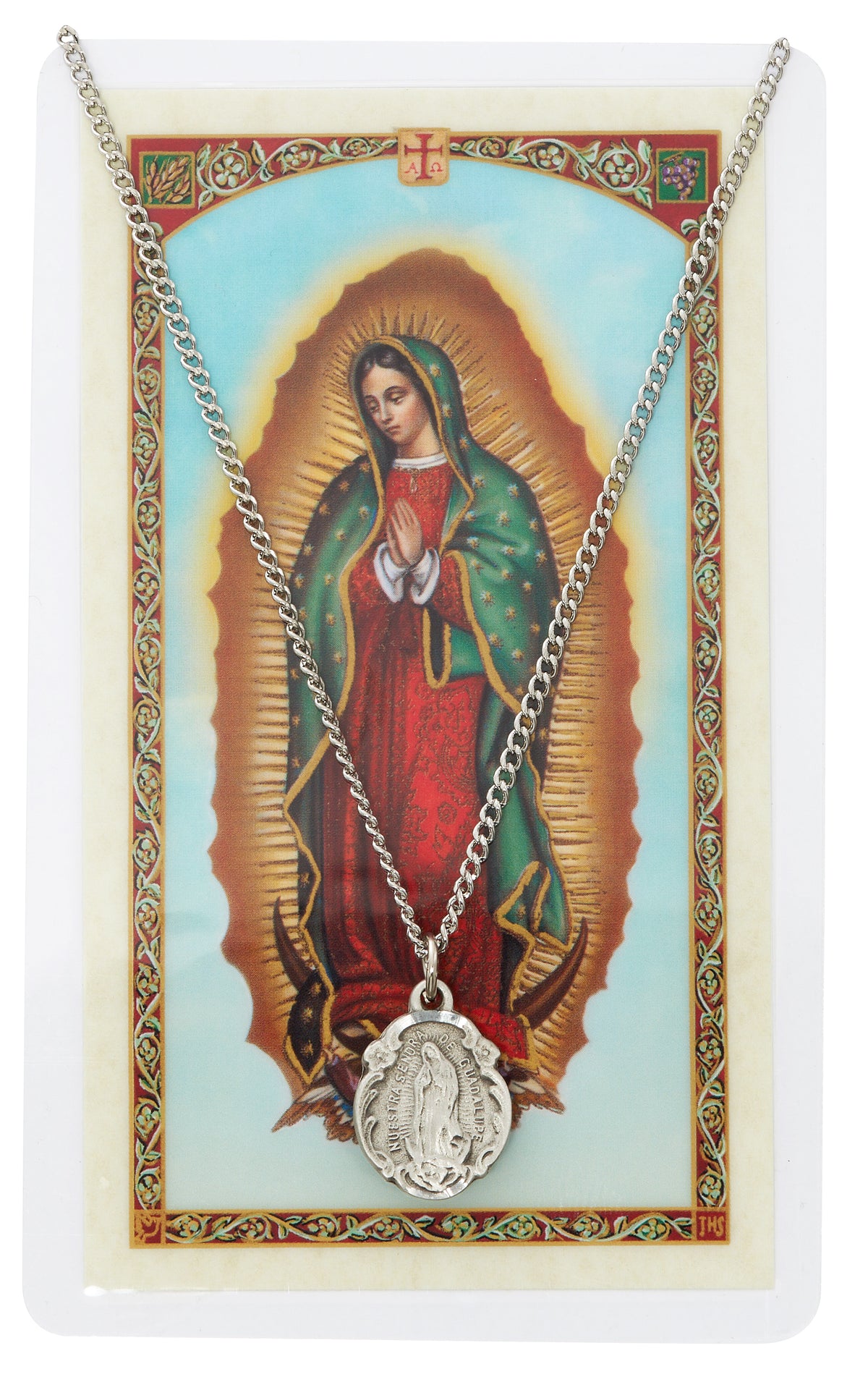 Pewter Our Lady of Guadalupe Medal with Prayer Card