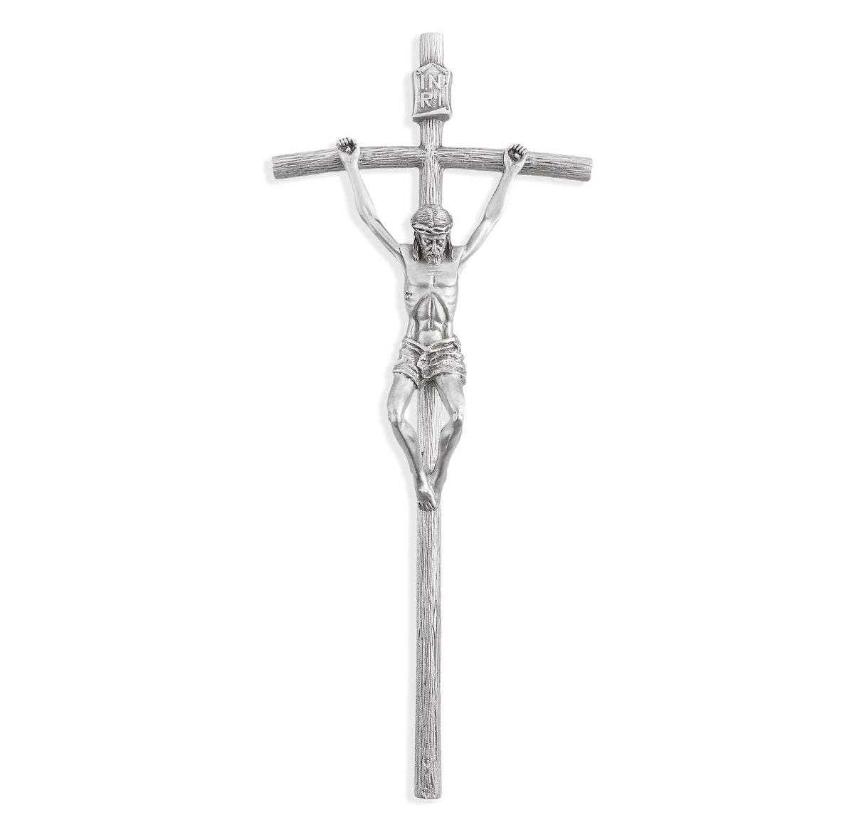 Pewter Wall Papal Crucifix 8 Inches
