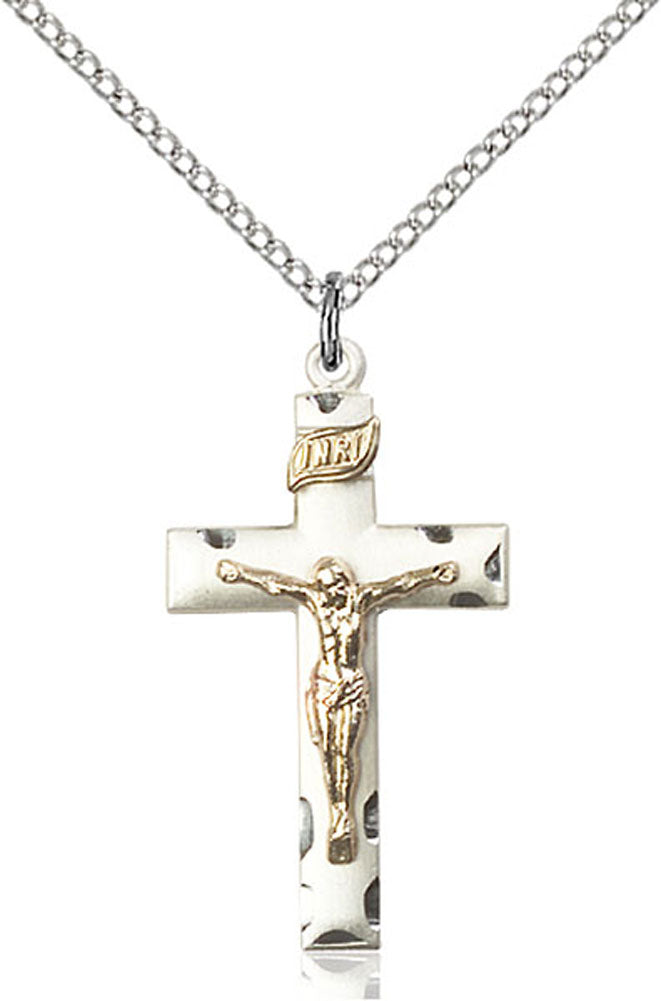 Straight Edge Crucifix Medal Two Tone for Women